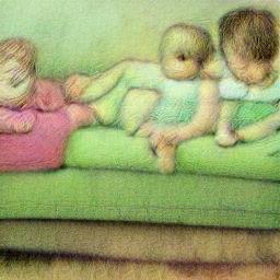 generated: three children on a couch #0